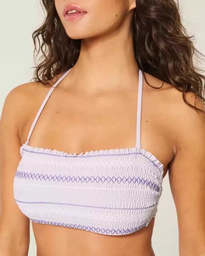 Smocked Bandeau Bikini Top