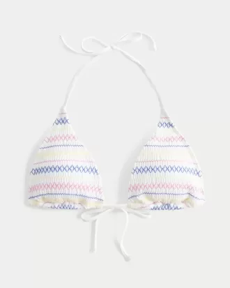 Smocked Halter Triangle Bikini Top