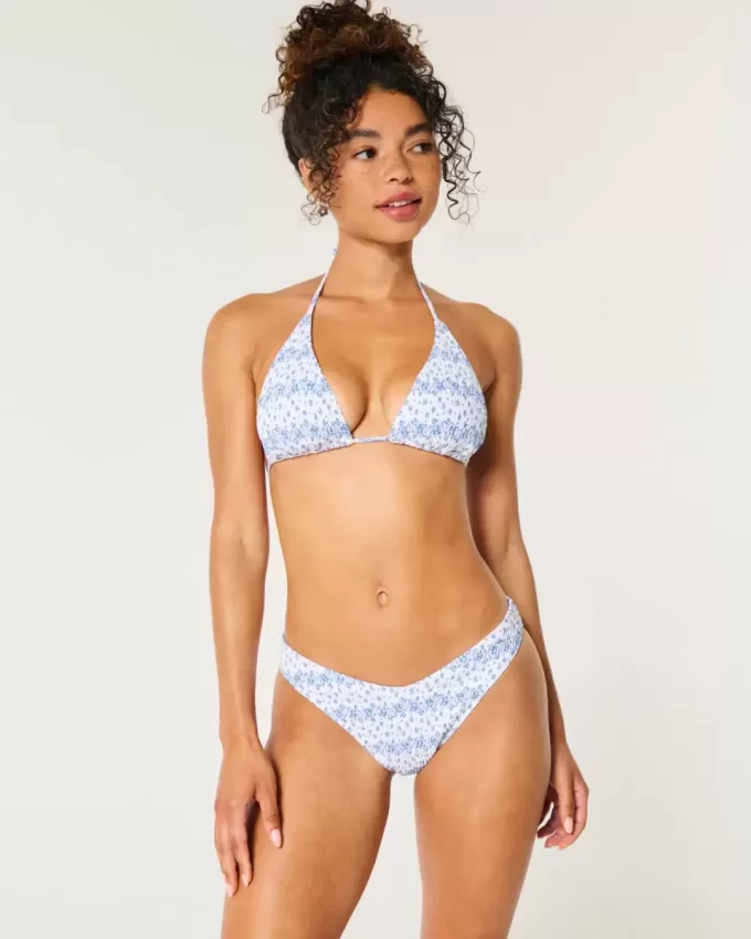 Smocked High-Leg Cheeky Bikini Bottom