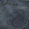 Snake Graphic Baggy Denim Shorts Snake Graphic Baggy Denim Shorts