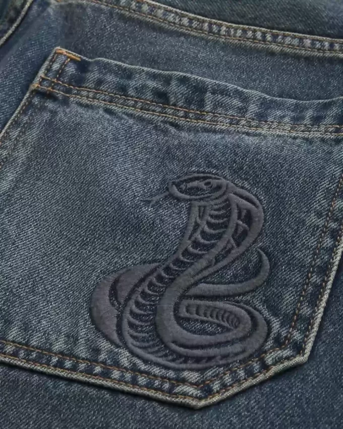 Snake Graphic Baggy Denim Shorts Snake Graphic Baggy Denim Shorts