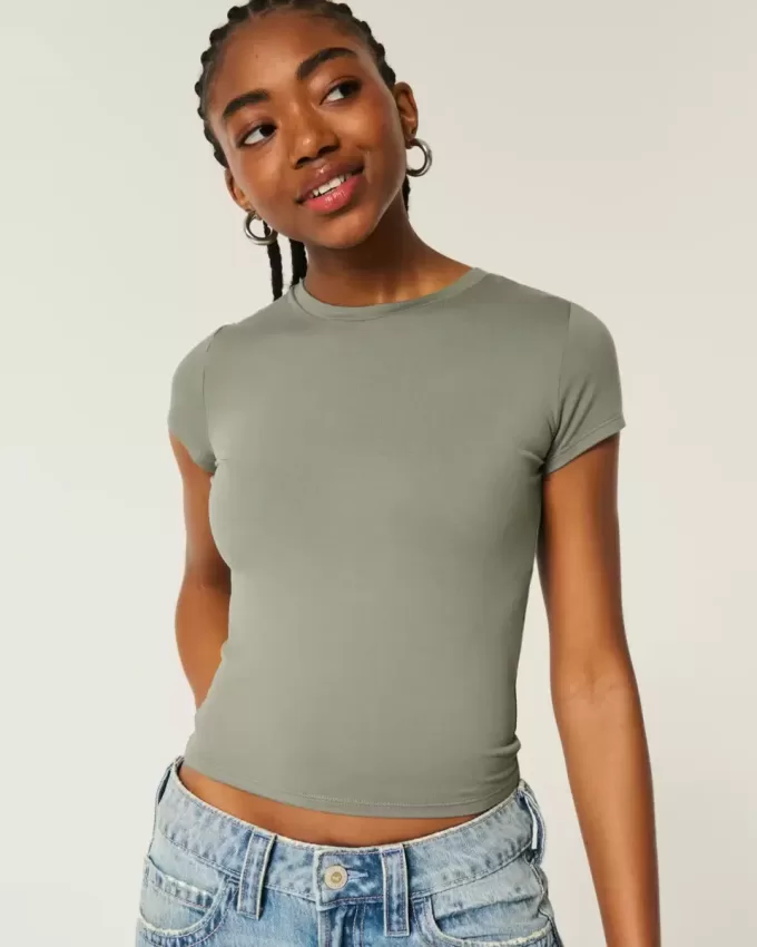 Soft Stretch Seamless Fabric Crew Baby Tee Soft Stretch Seamless Fabric Crew Baby Tee