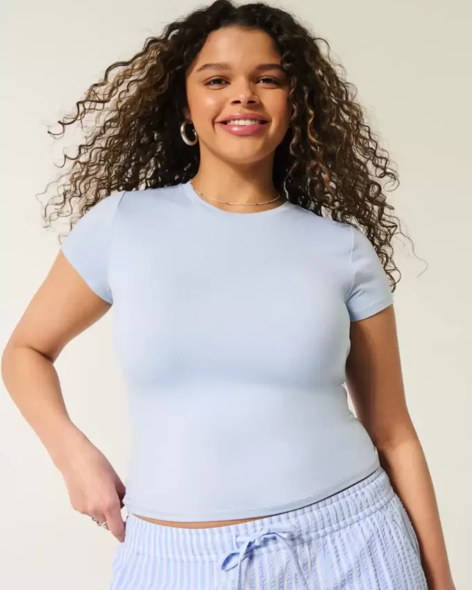 Soft Stretch Seamless Fabric Crew Baby Tee Soft Stretch Seamless Fabric Crew Baby Tee