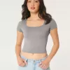 Soft Stretch Seamless Fabric Square-Neck Baby Tee