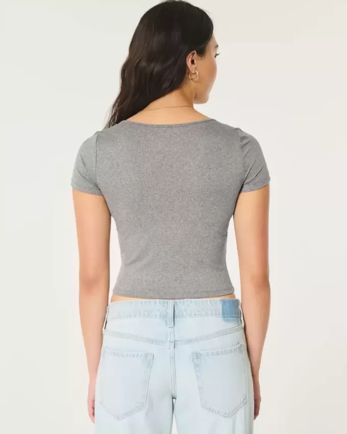 Soft Stretch Seamless Fabric Square-Neck Baby Tee