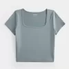 Soft Stretch Seamless Fabric Square Neck Baby Tee Soft Stretch Seamless Fabric Square Neck Baby Tee