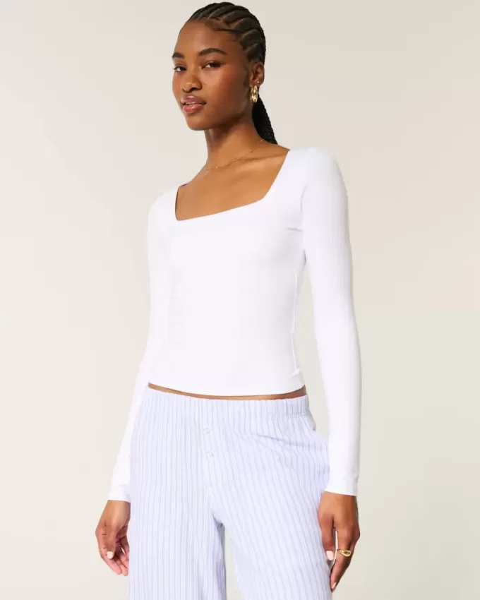 Soft Stretch Seamless Fabric Square-Neck Top Soft Stretch Seamless Fabric Square-Neck Top