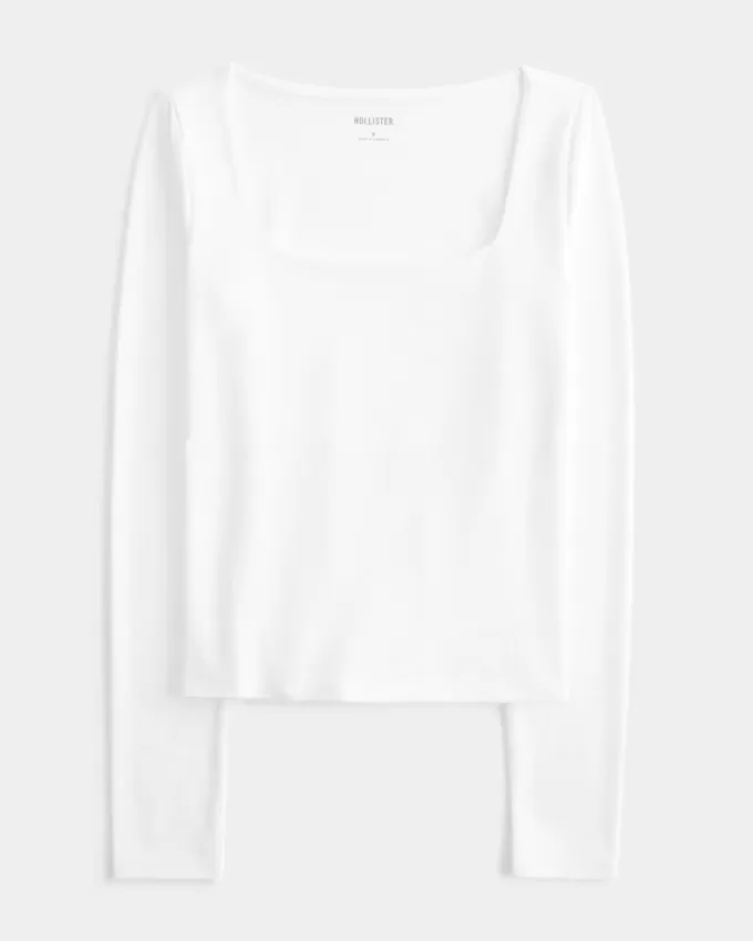 Soft Stretch Seamless Fabric Square-Neck Top Soft Stretch Seamless Fabric Square-Neck Top