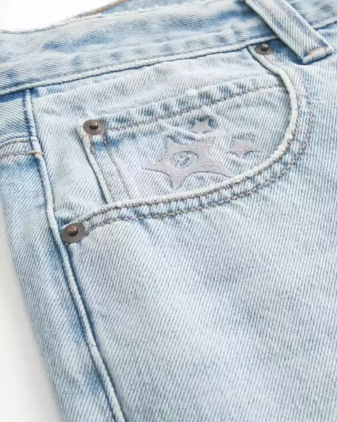 Star Graphic Baggy Denim Shorts