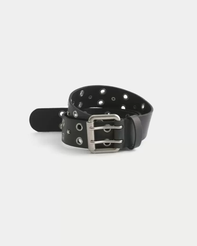 Star-Studded Leather Belt