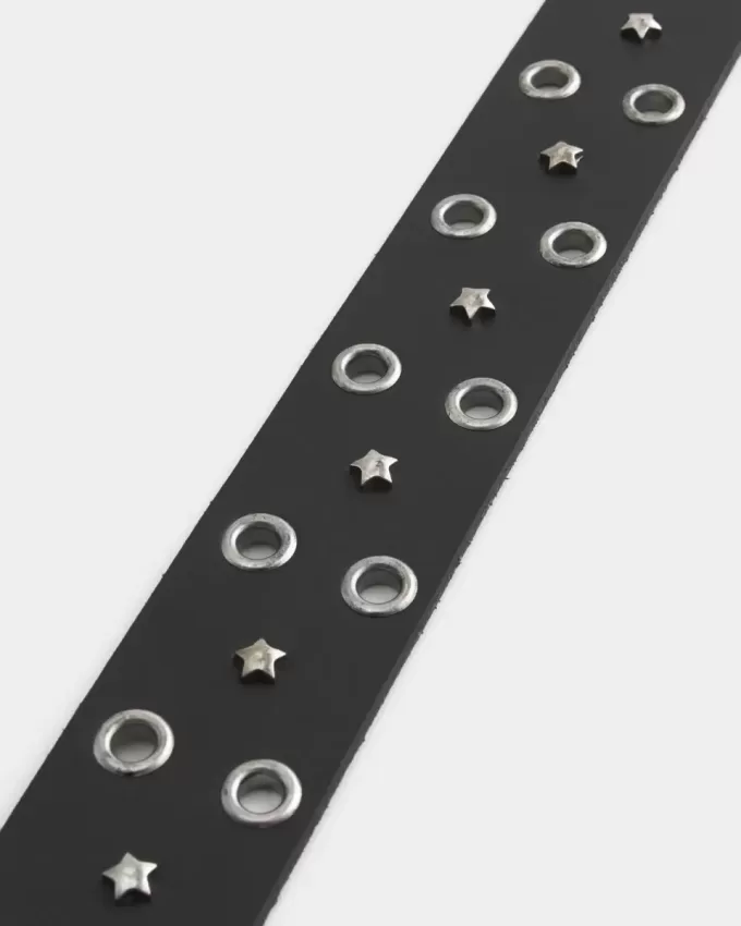 Star-Studded Leather Belt