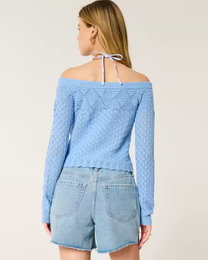 Stitchy Crochet-Style Off-the-Shoulder Sweater Stitchy Crochet-Style Off-the-Shoulder Sweater