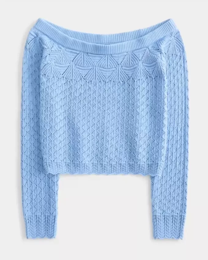 Stitchy Crochet-Style Off-the-Shoulder Sweater Stitchy Crochet-Style Off-the-Shoulder Sweater