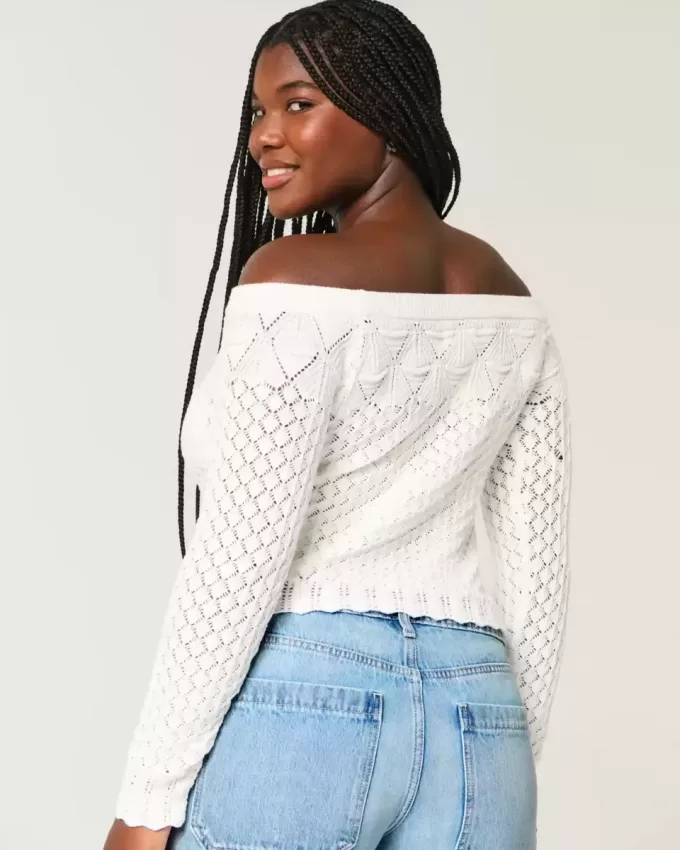 Stitchy Crochet-Style Off-the-Shoulder Sweater Stitchy Crochet-Style Off-the-Shoulder Sweater