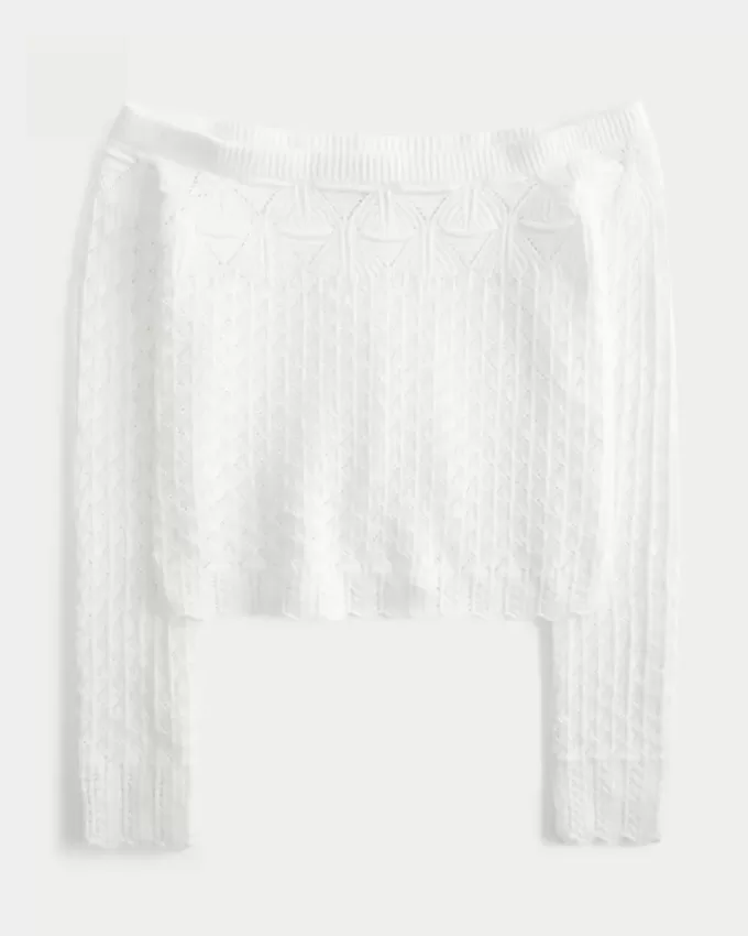 Stitchy Crochet-Style Off-the-Shoulder Sweater Stitchy Crochet-Style Off-the-Shoulder Sweater