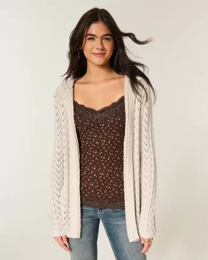 Stitchy Hooded No-Close Cardigan Stitchy Hooded No-Close Cardigan