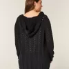 Stitchy Hooded No-Close Cardigan