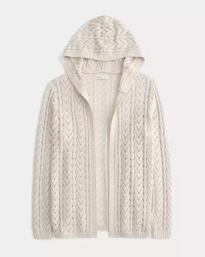 Stitchy Hooded No-Close Cardigan Stitchy Hooded No-Close Cardigan