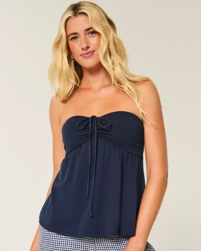 Strapless Cinched Babydoll Top Strapless Cinched Babydoll Top