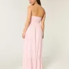 Strapless Crochet-Style Mix Maxi Dress