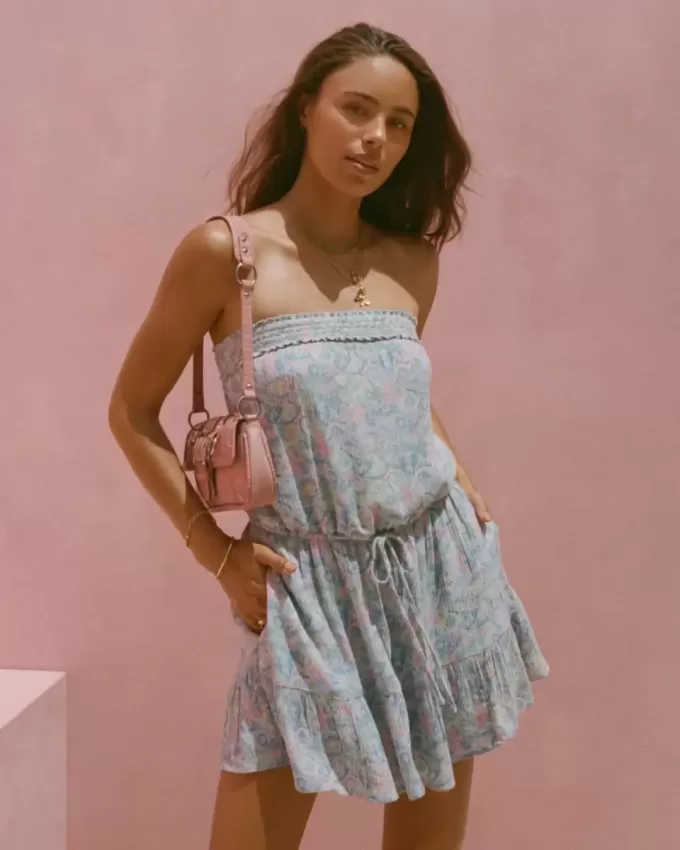 Strapless Drawstring Blouson Mini Dress Strapless Drawstring Blouson Mini Dress