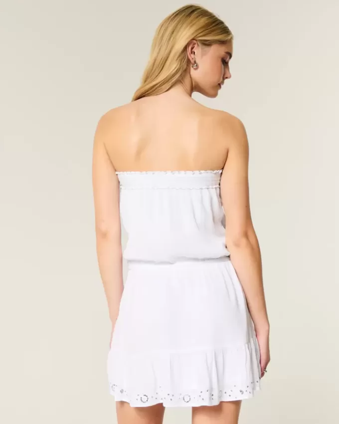 Strapless Drawstring Blouson Mini Dress Strapless Drawstring Blouson Mini Dress