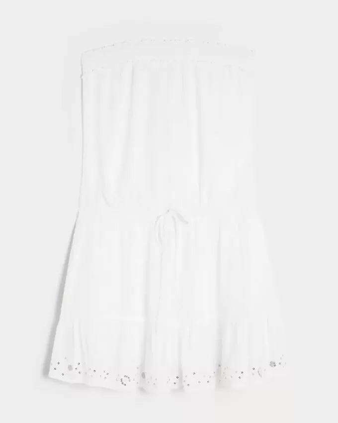 Strapless Drawstring Blouson Mini Dress Strapless Drawstring Blouson Mini Dress