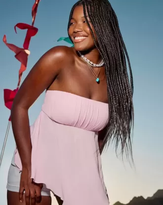 Strapless Handkerchief Hem Top