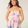 Strapless Handkerchief Hem Top