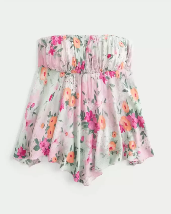 Strapless Handkerchief Hem Top