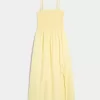 Strapless Linen-Blend Midi Dress