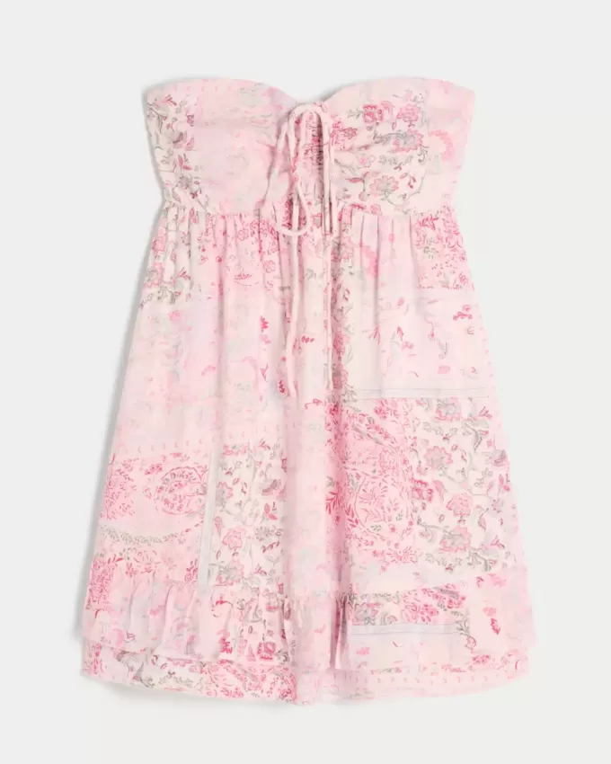 Strapless Ruffle Babydoll Mini Dress Strapless Ruffle Babydoll Mini Dress