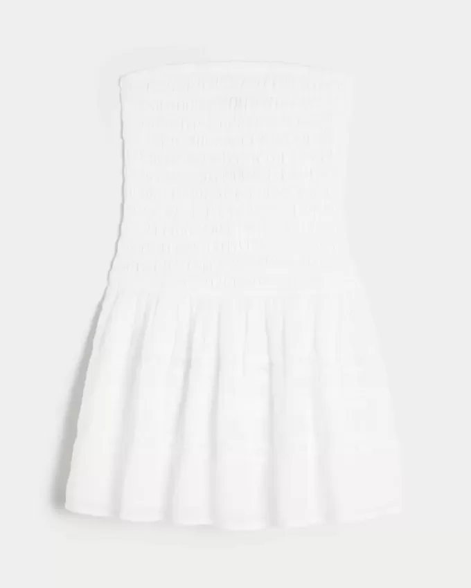 Strapless Smocked Bodice Mini Dress