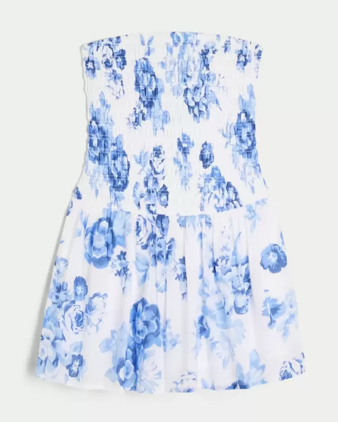 Strapless Smocked Bodice Mini Dress