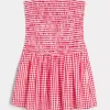 Strapless Smocked Bodice Mini Dress