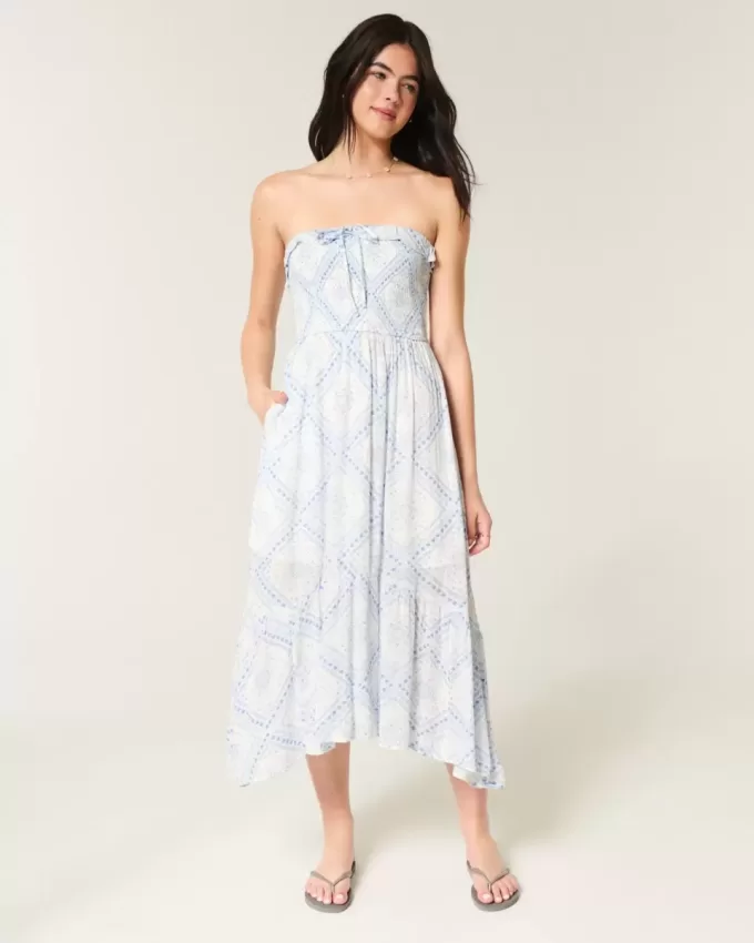 Strapless Smocked Maxi Dress