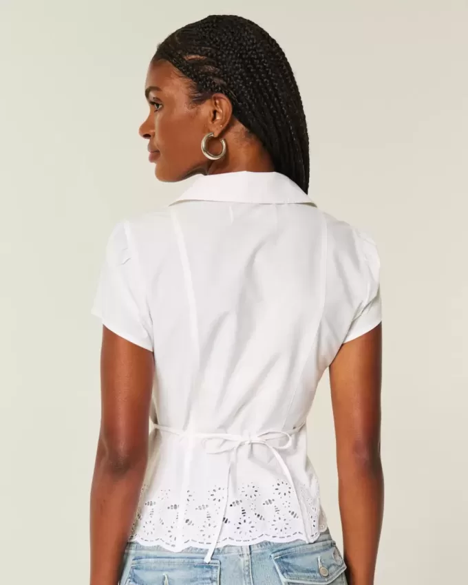 Stretch Poplin Embroidered Short-Sleeve Shirt Stretch Poplin Embroidered Short-Sleeve Shirt