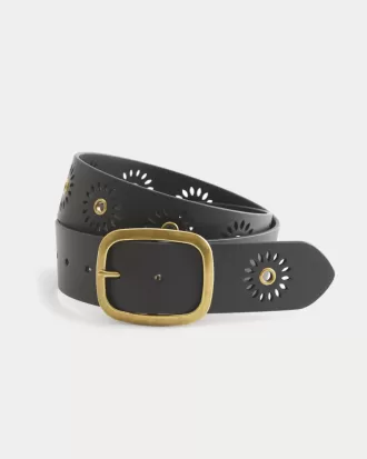 Sunburst Grommet Vegan Leather Belt