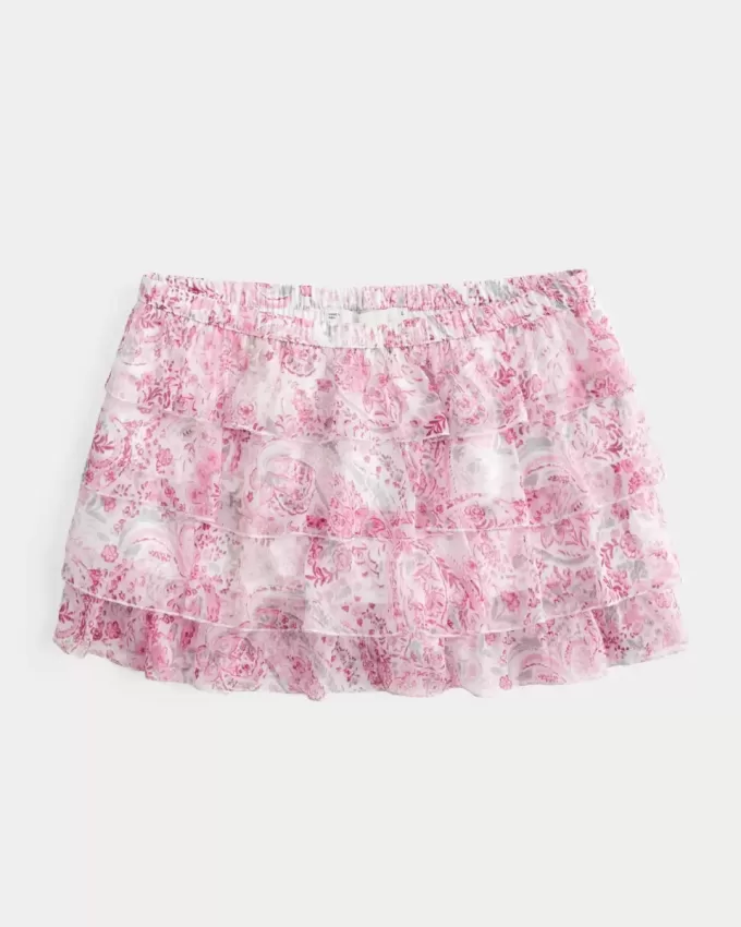 Tiered Chiffon Mini Skort