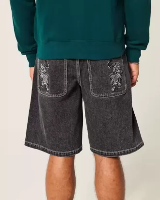 Tiger Graphic Baggy Denim Shorts