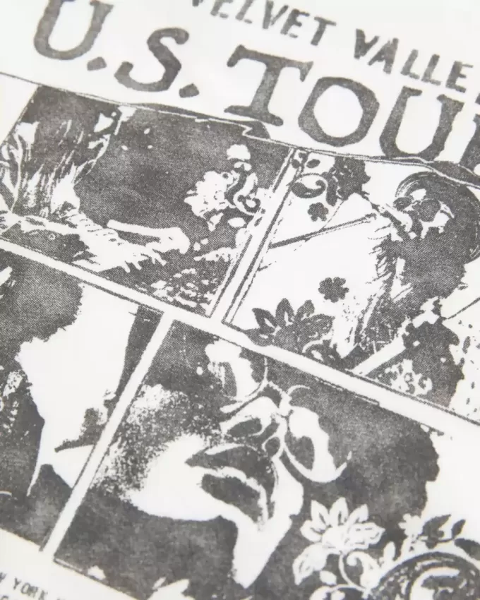 Twisted Off-the-Shoulder Velvet Valley Graphic Tee