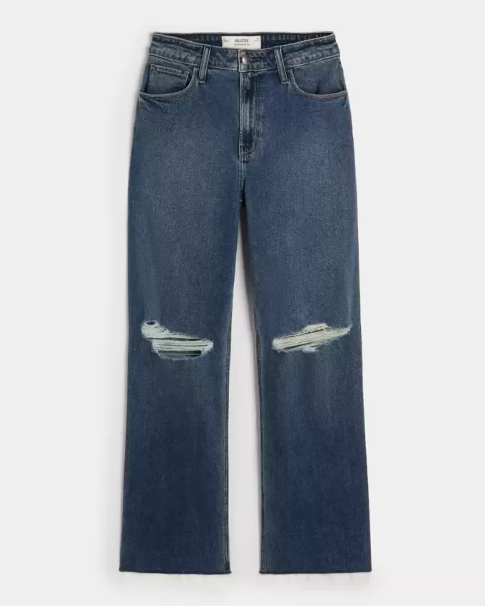 Ultra High-Rise Ripped Dark Wash Dad Jeans Ultra High-Rise Ripped Dark Wash Dad Jeans