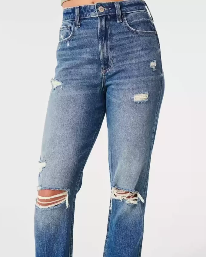Ultra High-Rise Ripped Medium Wash Mom Jeans Ultra High-Rise Ripped Medium Wash Mom Jeans