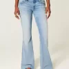 Ultra Low-Rise Distressed Light Wash Sequin Flare Jeans Ultra Low-Rise Distressed Light Wash Sequin Flare Jeans
