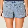 Ultra Low-Rise Embroidered Denim Mini Shorts