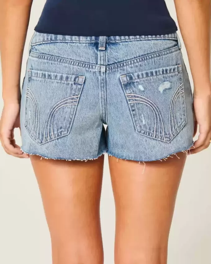 Ultra Low-Rise Embroidered Denim Mini Shorts