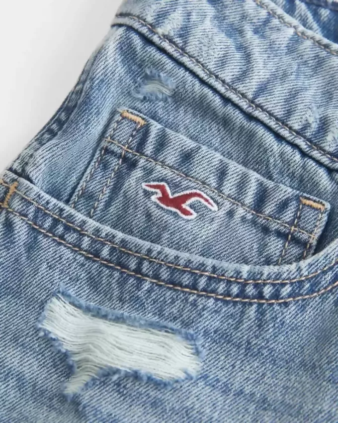 Ultra Low-Rise Embroidered Denim Mini Shorts