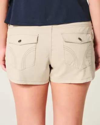 Ultra Low-Rise Khaki Twill Mini Shorts
