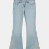 Ultra Low-Rise Light Wash Floral Embroidery Flare Jeans Ultra Low-Rise Light Wash Floral Embroidery Flare Jeans