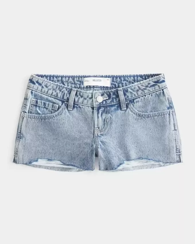 Ultra Low-Rise Light Wash Mini Denim Shorts Ultra Low-Rise Light Wash Mini Denim Shorts